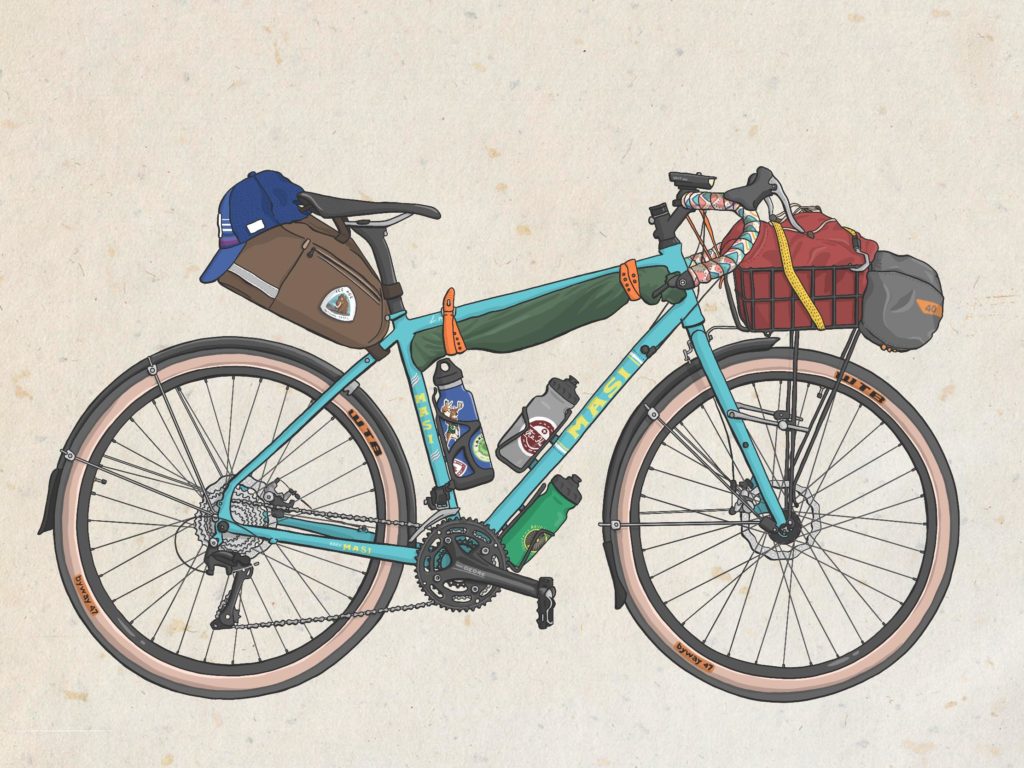 bikepacking avec un porte-bagages avant léger basketpacking