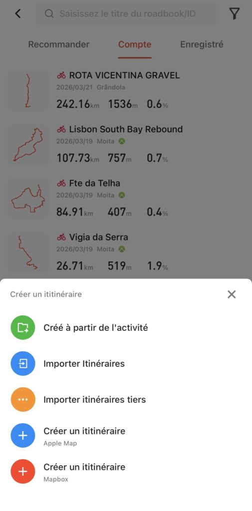 Importer itinéraire app IGPSPORT