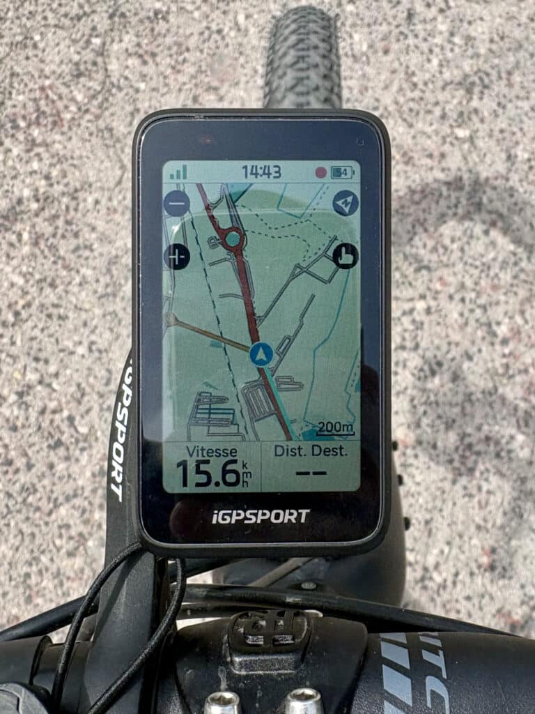 IGPSport Binavi Air écran navigation route principale